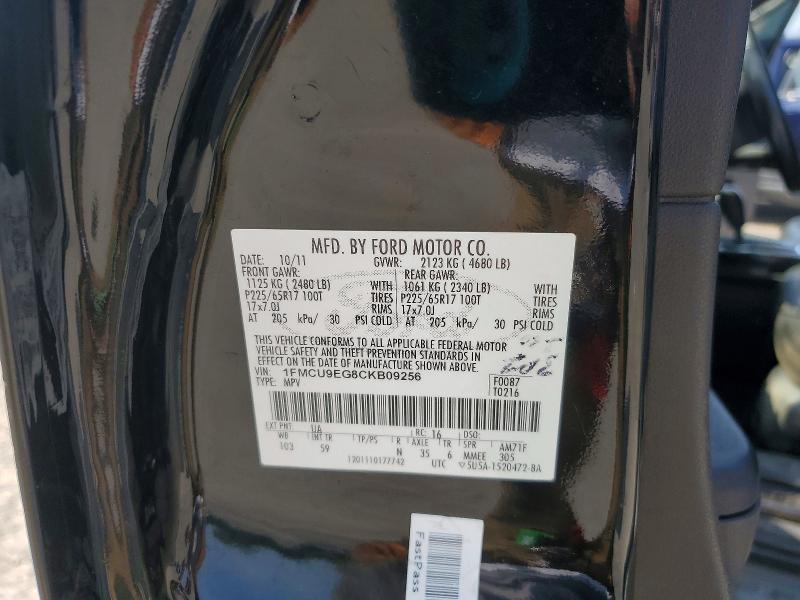 61533906 :رقم المزاد ، 1FMCU9EG8CKB09256 vin ، 2012 Ford Escape مزاد بيع
