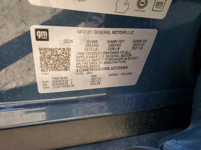Продаж на аукціоні авто 2025 Chevrolet Traverse, vin: 1GNERGRS8SJ272504, номер лоту: 61138246