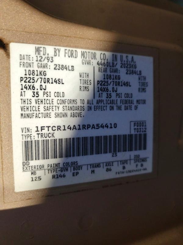Aukcja sprzedaży 1994 Ford Ranger, vin: 1FTCR14A1RPA54410, numer aukcji: 62545246