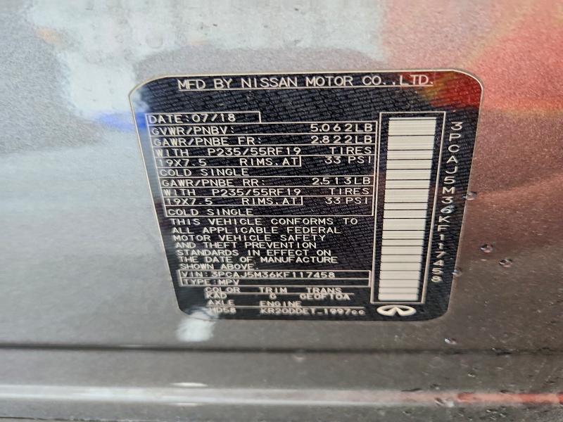 Aukcja sprzedaży 2019 Infiniti Qx50, vin: 3PCAJ5M36KF117458, numer aukcji: 59356116