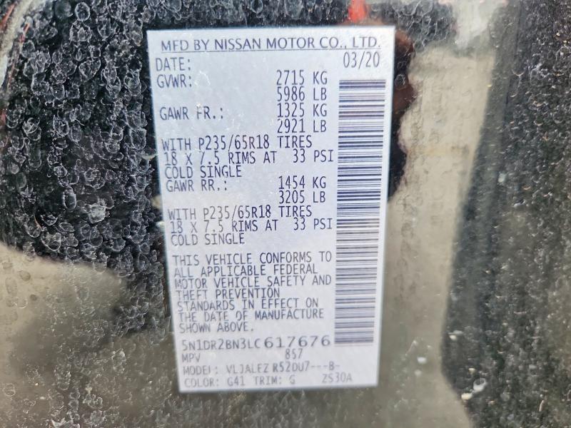 2020 Nissan Pathfinder მანქანა იყიდება აუქციონზე, vin: 5N1DR2BN3LC617676, აუქციონის ნომერი: 62115426