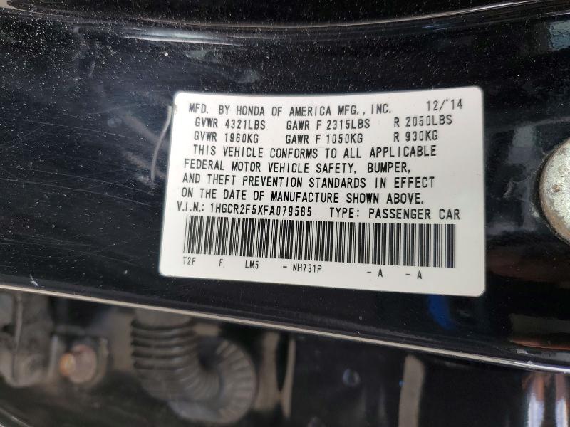 2015 Honda Accord მანქანა იყიდება აუქციონზე, vin: 1HGCR2F5XFA079585, აუქციონის ნომერი: 61927276