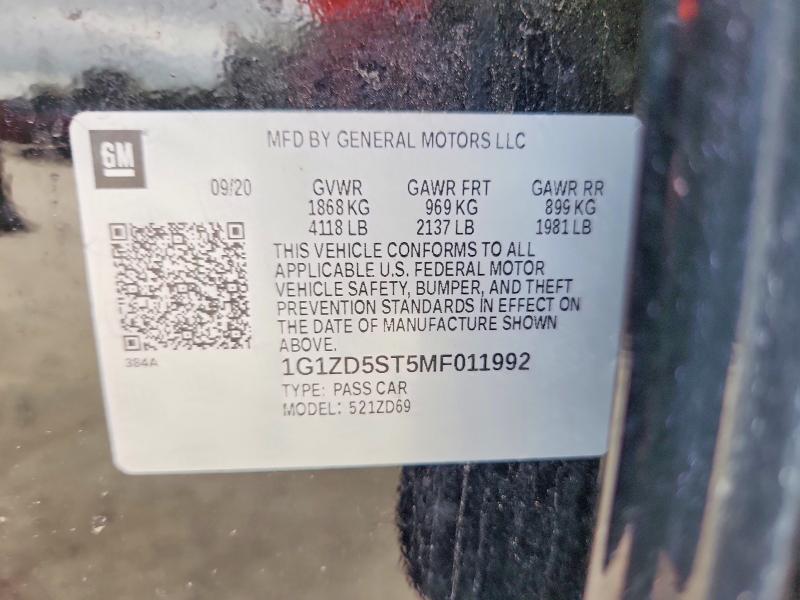 2021 Chevrolet Malibu მანქანა იყიდება აუქციონზე, vin: 1G1ZD5ST5MF011992, აუქციონის ნომერი: 61239726