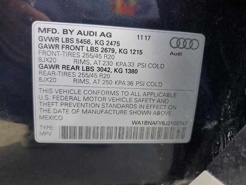 59139796 :رقم المزاد ، WA1BNAFY8J2100747 vin ، 2018 Audi Q5 مزاد بيع