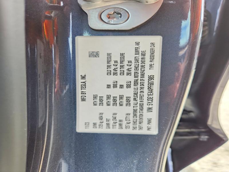 61638266 :رقم المزاد ، 5YJ3E1EA4PF687985 vin ، 2023 Tesla Model 3 مزاد بيع