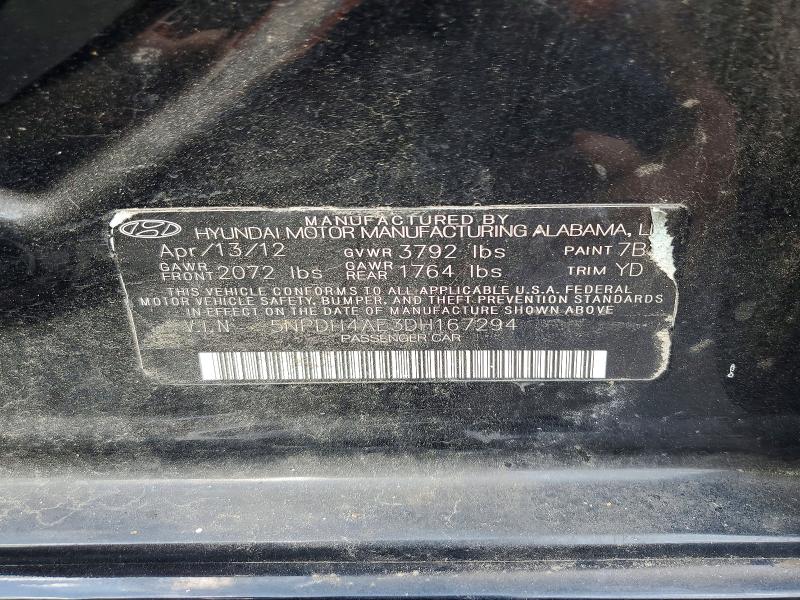 61802166 :رقم المزاد ، 5NPDH4AE3DH167294 vin ، 2013 Hyundai Elantra مزاد بيع