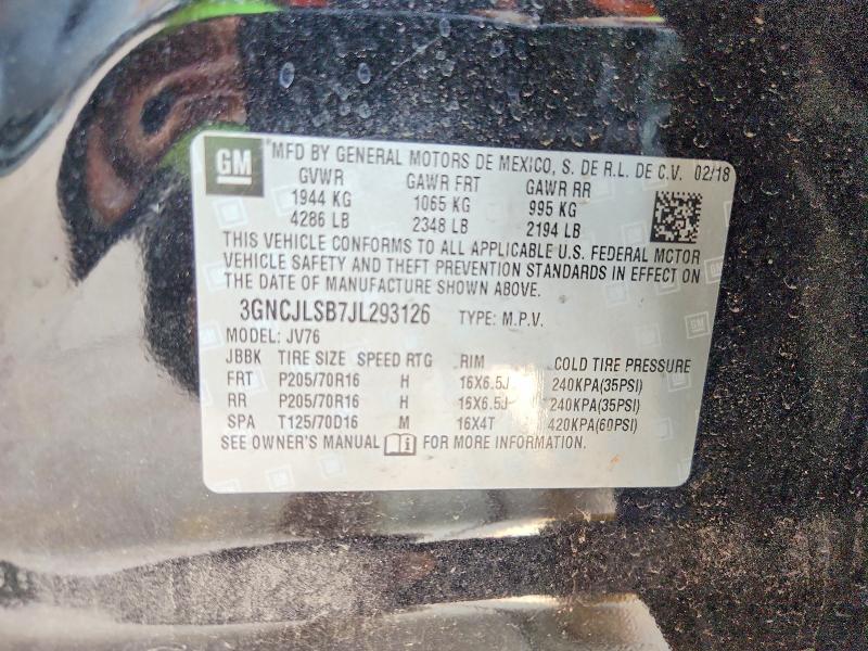 Aukcja sprzedaży 2018 Chevrolet Trax, vin: 3GNCJLSB7JL293126, numer aukcji: 61520566