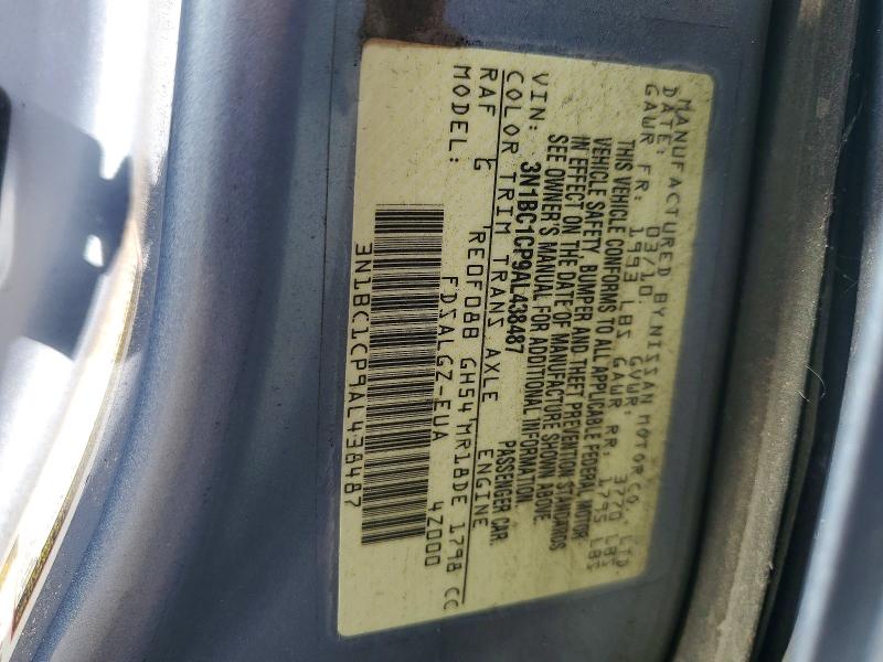 2010 Nissan Versa მანქანა იყიდება აუქციონზე, vin: 3N1BC1CP9AL438487, აუქციონის ნომერი: 61161186