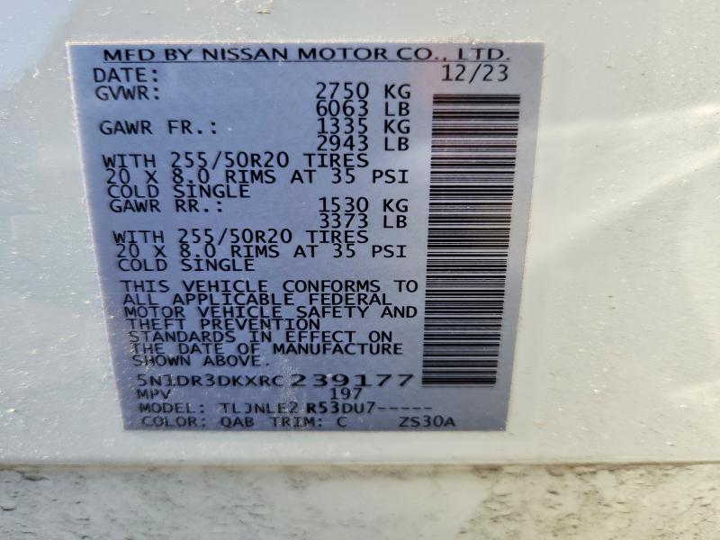 Продажа на аукционе авто 2024 Nissan Pathfinder, vin: 5N1DR3DKXRC239177, номер лота: 62317536