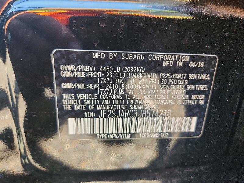 Aukcja sprzedaży 2018 Subaru Forester, vin: JF2SJARC3JH574248, numer aukcji: 62158716