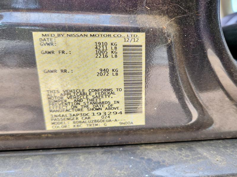 Aukcja sprzedaży 2013 Nissan Altima, vin: 1N4AL3AP3DC193294, numer aukcji: 61282566