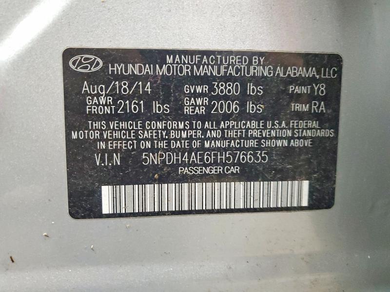 Продаж на аукціоні авто 2015 Hyundai Elantra, vin: 5NPDH4AE6FH576635, номер лоту: 60552336