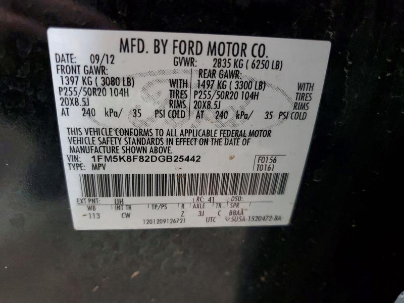 2013 Ford Explorer მანქანა იყიდება აუქციონზე, vin: 1FM5K8F82DGB25442, აუქციონის ნომერი: 62468566