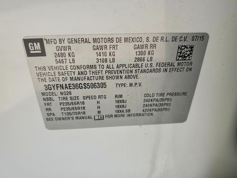 Aukcja sprzedaży 2016 Cadillac Srx, vin: 3GYFNAE36GS506305, numer aukcji: 58789676