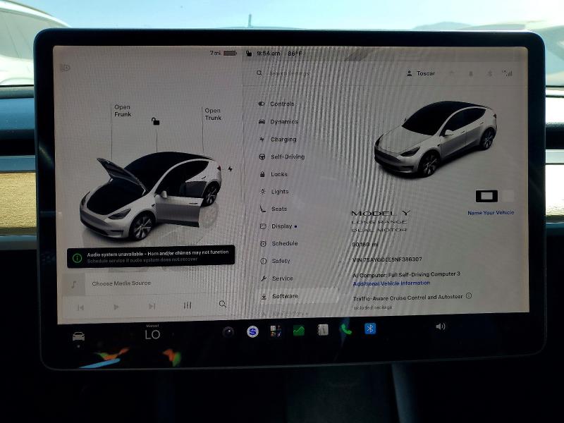Продажа на аукционе авто 2022 Tesla Model Y, vin: 7SAYGDEE5NF386307, номер лота: 62360076