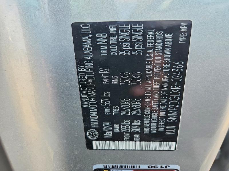 2024 Hyundai Santa Fe მანქანა იყიდება აუქციონზე, vin: 5NMP2DGLXRH024366, აუქციონის ნომერი: 59969546