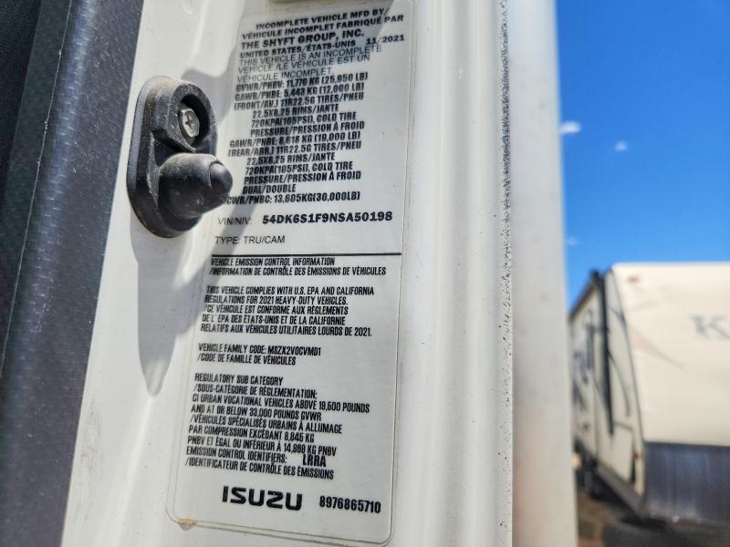 59303216 :رقم المزاد ، 54DK6S1F9NSA50198 vin ، 2022 Isuzu Ftr مزاد بيع