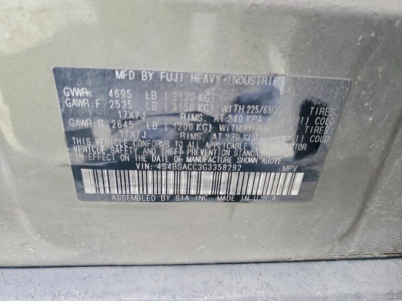 Продаж на аукціоні авто 2016 Subaru Outback, vin: 4S4BSACC3G3358292, номер лоту: 60425706