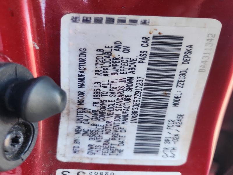 62352486 :رقم المزاد ، 1NXBR30E97Z917237 vin ، 2007 Toyota Corolla مزاد بيع
