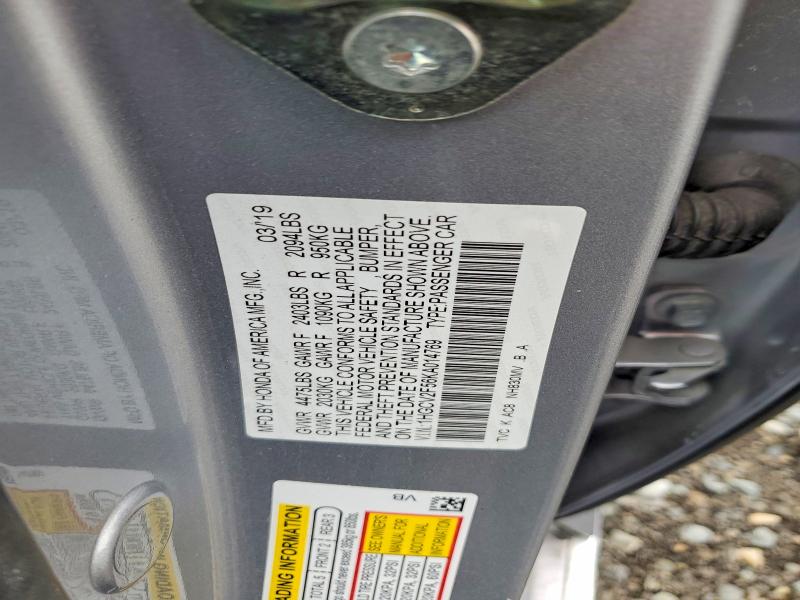61621956 :رقم المزاد ، 1HGCV2F56KA014769 vin ، 2019 Honda Accord مزاد بيع