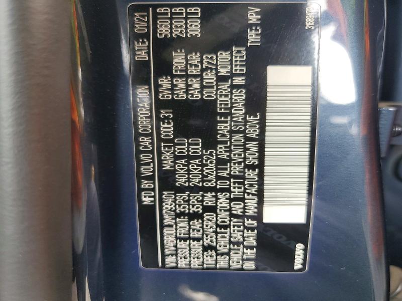 Продаж на аукціоні авто 2021 Volvo Xc60, vin: YV4BR0DLXM1799401, номер лоту: 60521116