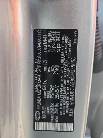 62065616 :رقم المزاد ، 5NMJBCAE8NH038058 vin ، 2022 Hyundai Tucson مزاد بيع