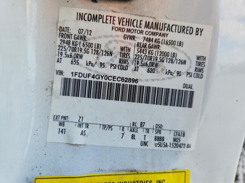 Продаж на аукціоні авто 2012 Ford F450, vin: 1FDUF4GY0CEC62896, номер лоту: 60794726