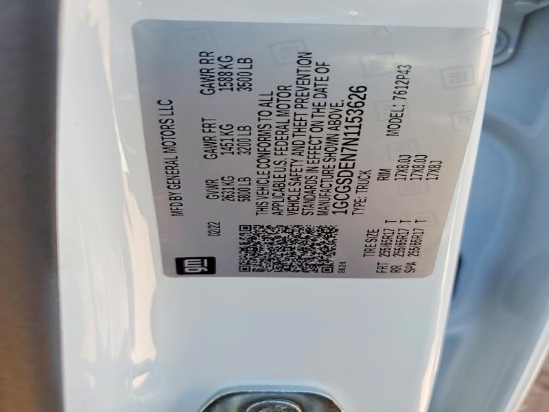 62315056 :رقم المزاد ، 1GCGSDEN7N1153626 vin ، 2022 Chevrolet Colorado مزاد بيع