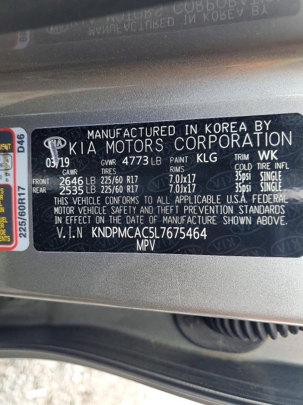 62626096 :رقم المزاد ، KNDPMCAC5L7675464 vin ، 2020 Kia Sportage مزاد بيع