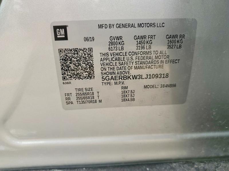 Продаж на аукціоні авто 2020 Buick Enclave, vin: 5GAERBKW3LJ109318, номер лоту: 61340746