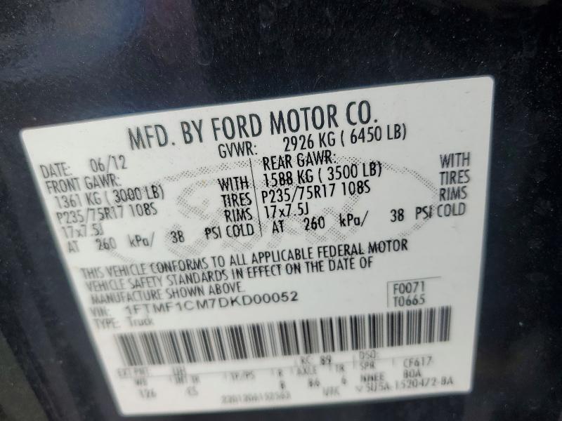 60666036 :رقم المزاد ، 1FTMF1CM7DKD00052 vin ، 2013 Ford F150 مزاد بيع