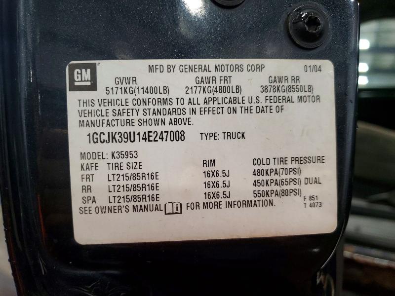 2004 Chevrolet Silverado მანქანა იყიდება აუქციონზე, vin: 1GCJK39U14E247008, აუქციონის ნომერი: 60691606