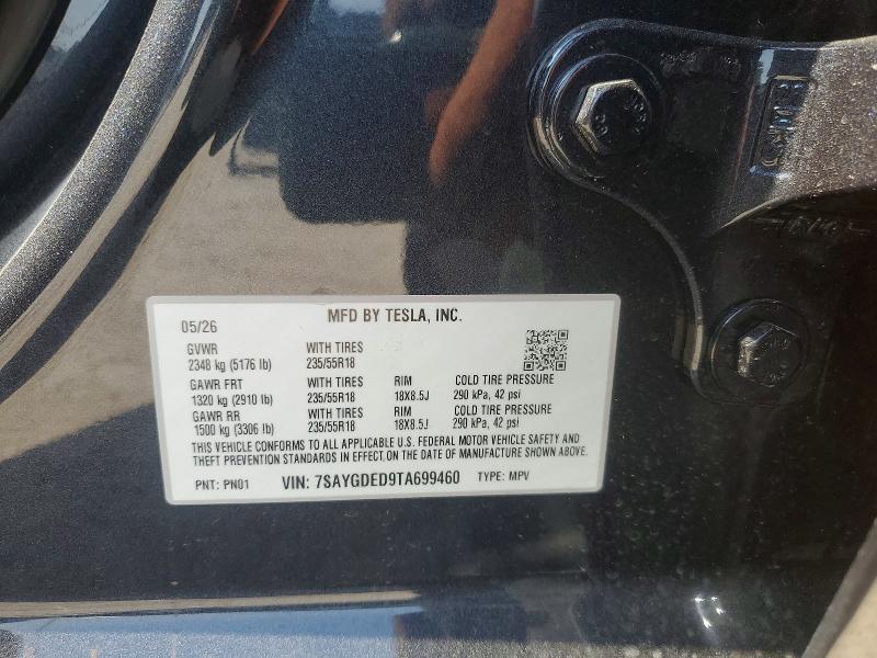 Aukcja sprzedaży 2026 Tesla Model Y, vin: 7SAYGDED9TA699460, numer aukcji: 61560896