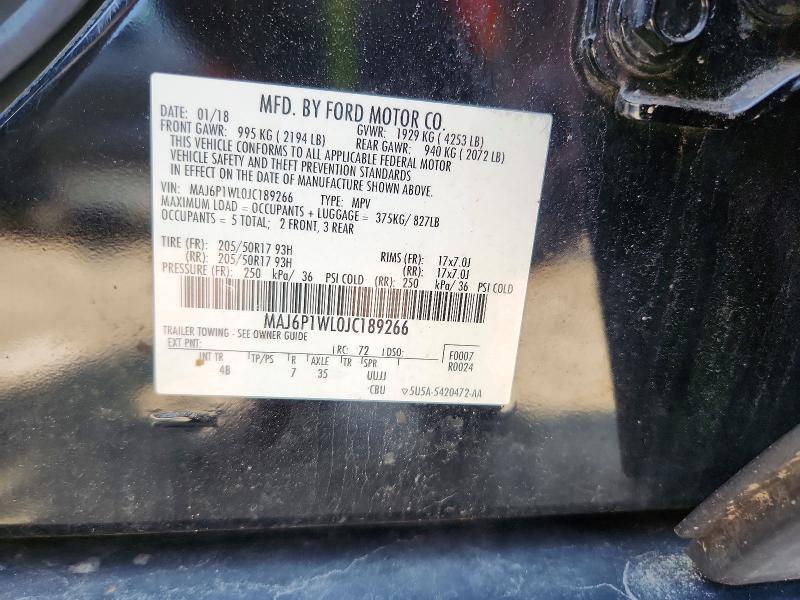 62587146 :رقم المزاد ، MAJ6P1WL0JC189266 vin ، 2018 Ford Ecosport مزاد بيع
