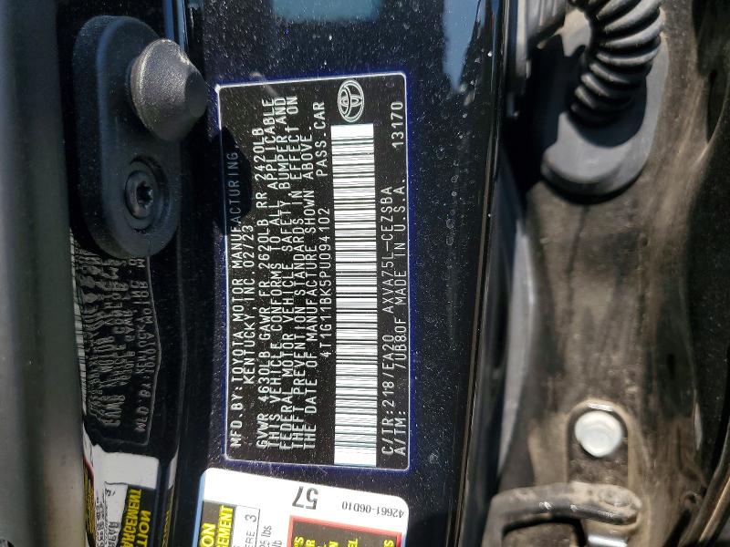 2023 Toyota Camry მანქანა იყიდება აუქციონზე, vin: 4T1G11BK5PU094102, აუქციონის ნომერი: 62293116