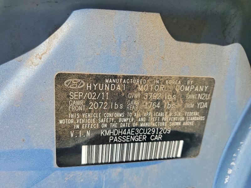Продажа на аукционе авто 2012 Hyundai Elantra, vin: KMHDH4AE3CU291209, номер лота: 60422106