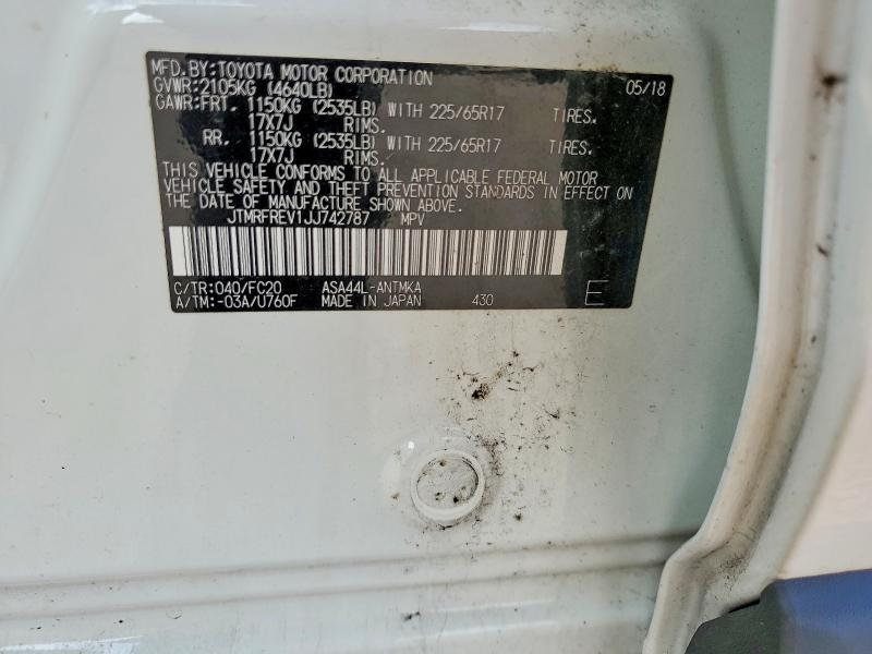2018 Toyota Rav4 მანქანა იყიდება აუქციონზე, vin: JTMRFREV1JJ742787, აუქციონის ნომერი: 61541316