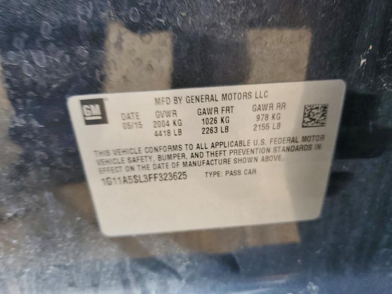 Продаж на аукціоні авто 2015 Chevrolet Malibu, vin: 1G11A5SL3FF323625, номер лоту: 62870676