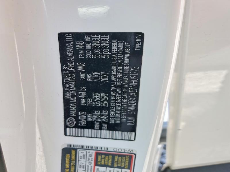 60391276 :رقم المزاد ، 5NMJBCAE7NH091222 vin ، 2022 Hyundai Tucson مزاد بيع