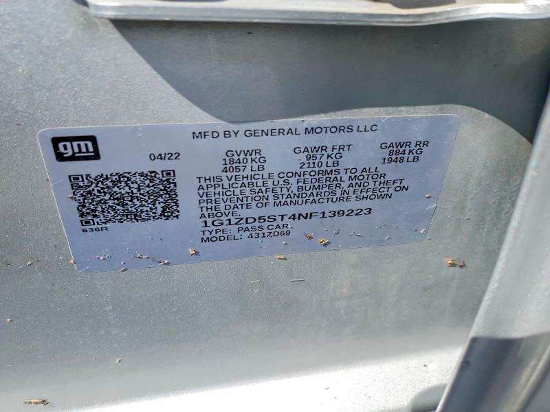Продажа на аукционе авто 2022 Chevrolet Malibu, vin: 1G1ZD5ST4NF139223, номер лота: 61412496