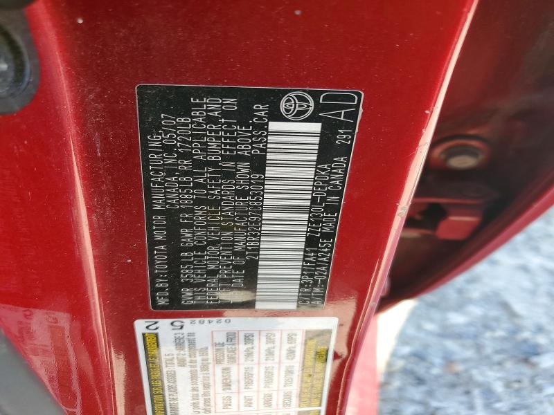 63152166 :رقم المزاد ، 2T1BR32E97C853019 vin ، 2007 Toyota Corolla مزاد بيع