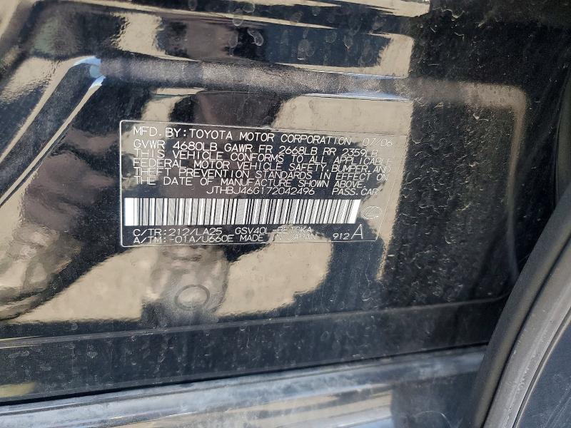 Продаж на аукціоні авто 2007 Lexus Es, vin: JTHBJ46G172042496, номер лоту: 63491136