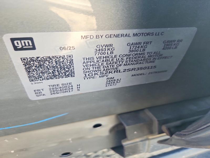 59669696 :رقم المزاد ، 1GKS2KRL2SR350115 vin ، 2025 Gmc Yukon Xl مزاد بيع