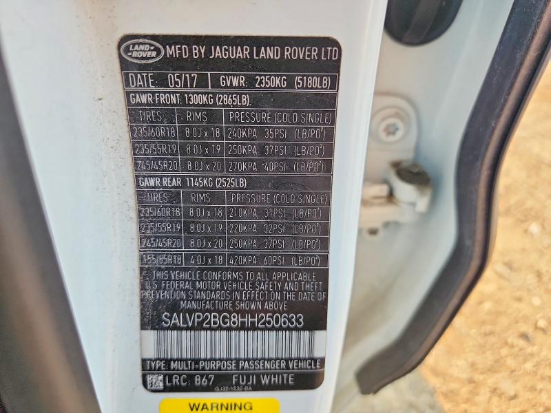 Продажа на аукционе авто 2017 Land Rover Range Rover Evoque, vin: SALVP2BG8HH250633, номер лота: 62864346