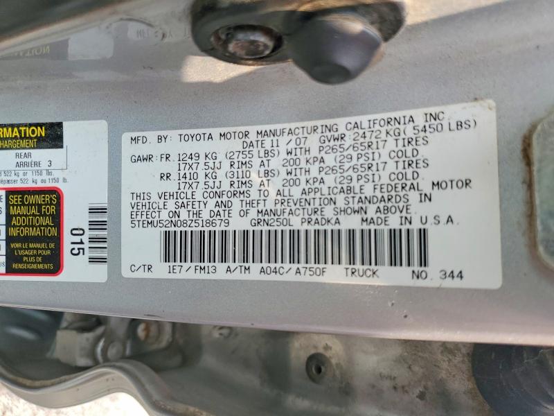 Aukcja sprzedaży 2008 Toyota Tacoma, vin: 5TEMU52N08Z518679, numer aukcji: 61147946