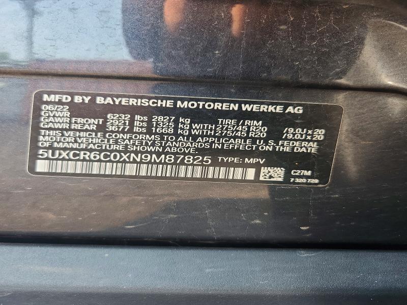 Продаж на аукціоні авто 2022 Bmw X5, vin: 5UXCR6C0XN9M87825, номер лоту: 60695406