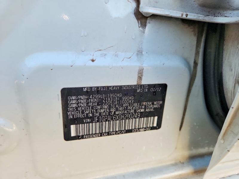 Продажа на аукционе авто 2013 Subaru Impreza, vin: JF1GPAL6XDH200249, номер лота: 59867966