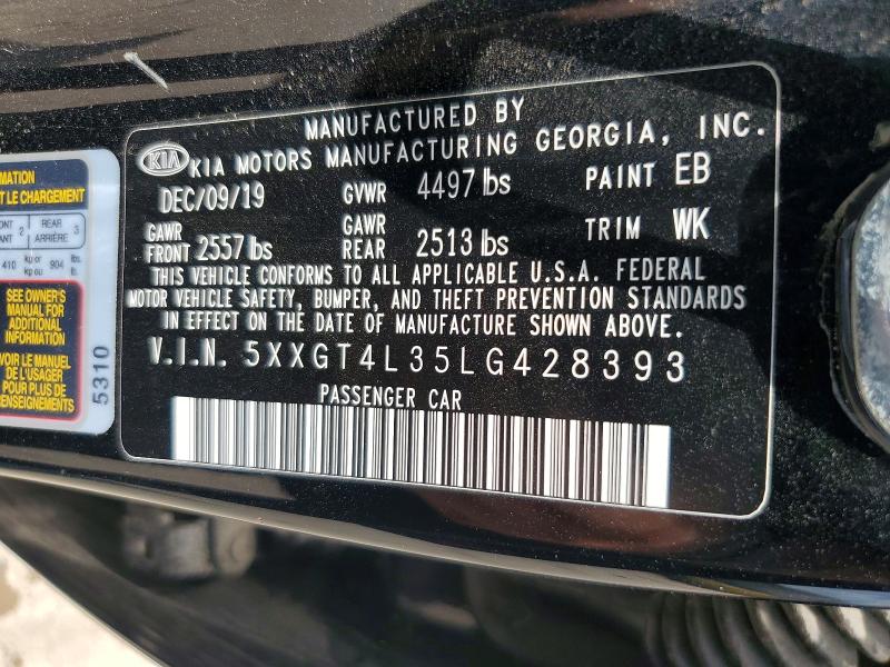 2020 Kia Optima მანქანა იყიდება აუქციონზე, vin: 5XXGT4L35LG428393, აუქციონის ნომერი: 59385856