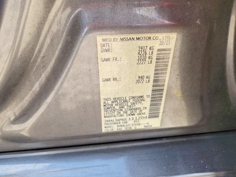 2016 Nissan Altima მანქანა იყიდება აუქციონზე, vin: 1N4AL3APXGC111209, აუქციონის ნომერი: 62652386
