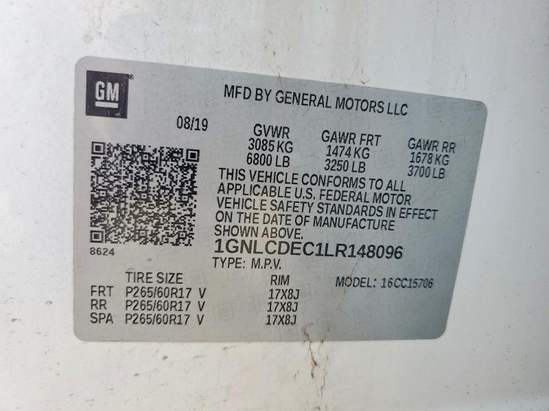 Aukcja sprzedaży 2020 Chevrolet Tahoe, vin: 1GNLCDEC1LR148096, numer aukcji: 85609355